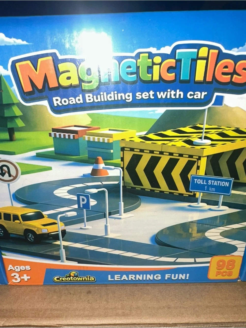 Magnetic Tile Road Set STEM Montessori Building Toy 98 Pieces Ages 4–12